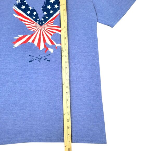 Mens XXL "HOME OF THE BRAVE" Blue Patriotic Soft Cotton Blend Short Sleeve Shirt - Picture 9 of 12